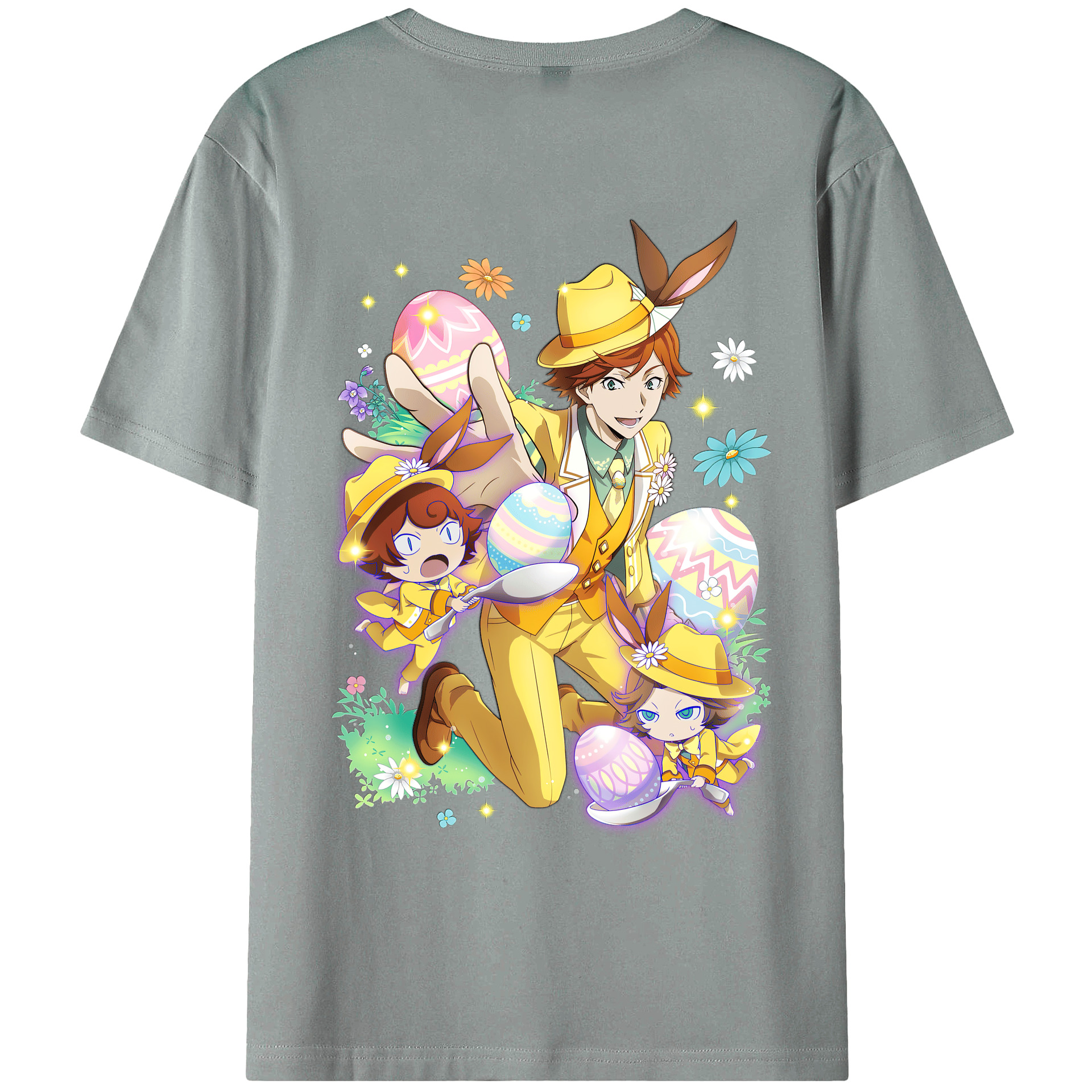 （画像用） 文豪ストレイドッグス Bungo Stray Dogs 綿100％ メンズ半袖Tシャツ（バックプリント） 通気性